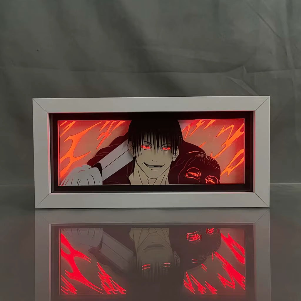 Anime Light Box Jujutsu Kaisen Toji Fushiguro Lamp for Room Decor Led Night Light Lightbox Manga 3D Paper Cut Desk Lamp Wood