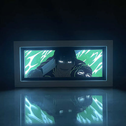 Anime Light Box Jujutsu Kaisen Toji Fushiguro Lamp for Room Decor Led Night Light Lightbox Manga 3D Paper Cut Desk Lamp Wood