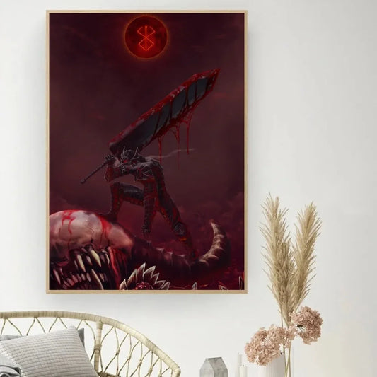 Berserk Japanese Anime Poster DIY Vintage Movie Poster Wall Art Painting Study Stickers Small Szie Wall Painting