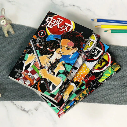5 Books Anime Demon Slayer Kimetsu No Vol 1-5 Yaiba Japan Youth Teens Fantasy Science Mystery Suspense Manga Comic Book Chinese