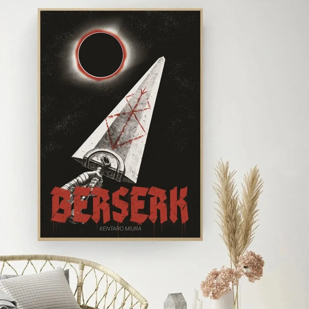 Berserk Japanese Anime Poster DIY Vintage Movie Poster Wall Art Painting Study Stickers Small Szie Wall Painting