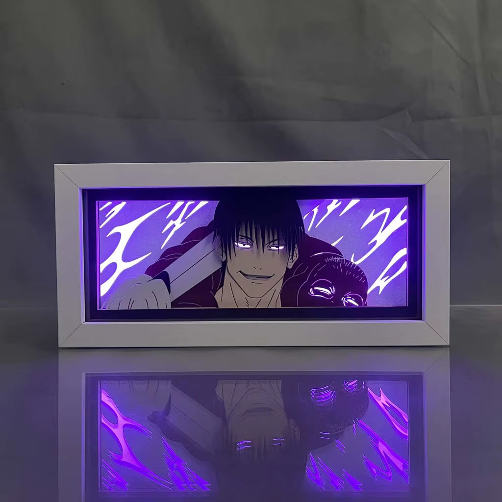 Anime Light Box Jujutsu Kaisen Toji Fushiguro Lamp for Room Decor Led Night Light Lightbox Manga 3D Paper Cut Desk Lamp Wood