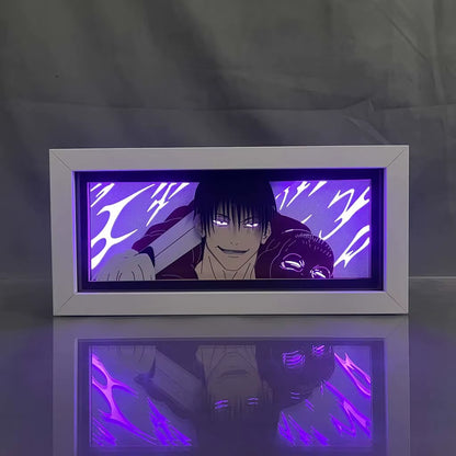 Anime Light Box Jujutsu Kaisen Toji Fushiguro Lamp for Room Decor Led Night Light Lightbox Manga 3D Paper Cut Desk Lamp Wood