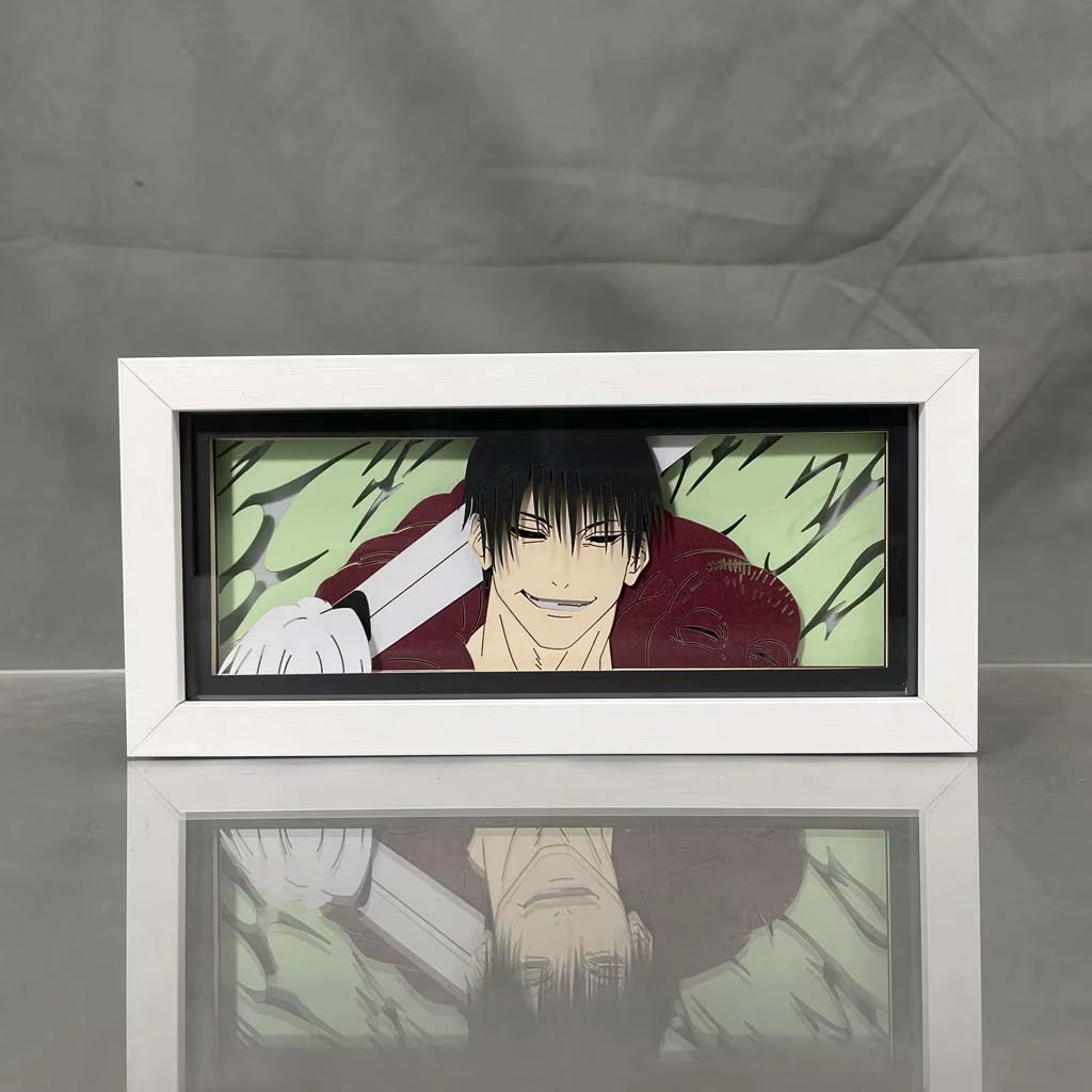 Anime Light Box Jujutsu Kaisen Toji Fushiguro Lamp for Room Decor Led Night Light Lightbox Manga 3D Paper Cut Desk Lamp Wood