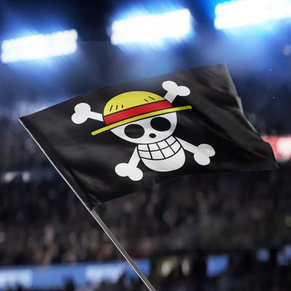 Elevate Your Space with the One Piece 90x150CM Polyester Pirate Monkey D. Luffy Skull Flag - Perfect for Fans and Decor!