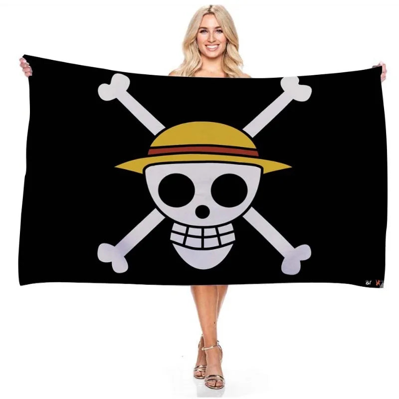 Elevate Your Space with the One Piece 90x150CM Polyester Pirate Monkey D. Luffy Skull Flag - Perfect for Fans and Decor!