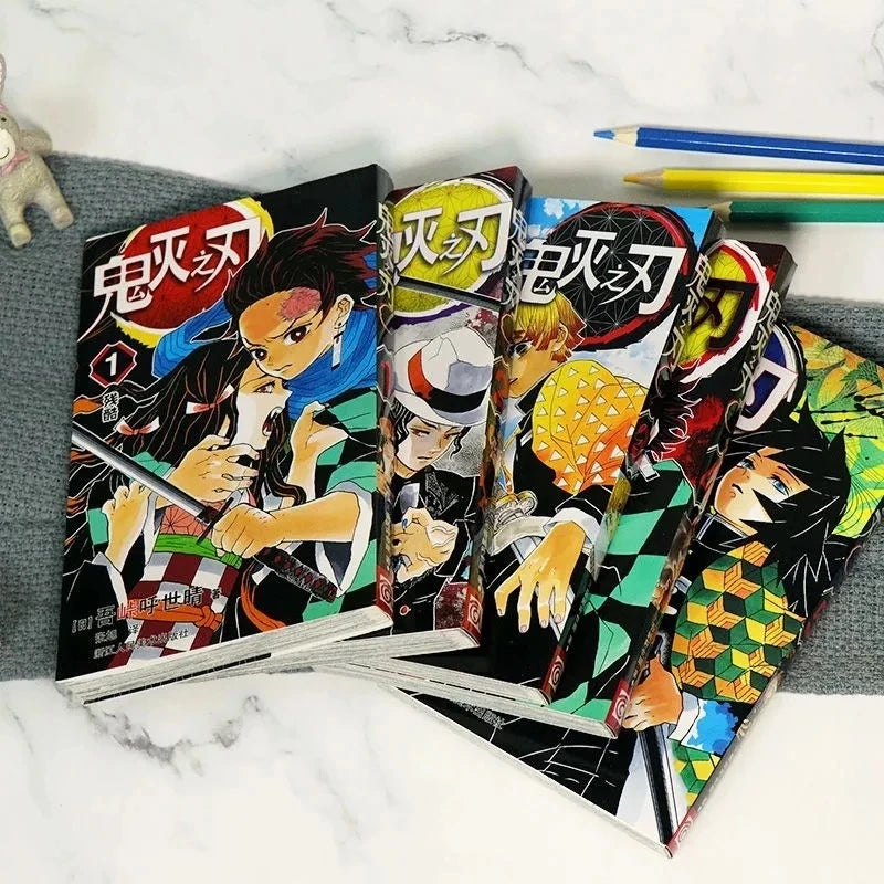5 Books Anime Demon Slayer Kimetsu No Vol 1-5 Yaiba Japan Youth Teens Fantasy Science Mystery Suspense Manga Comic Book Chinese
