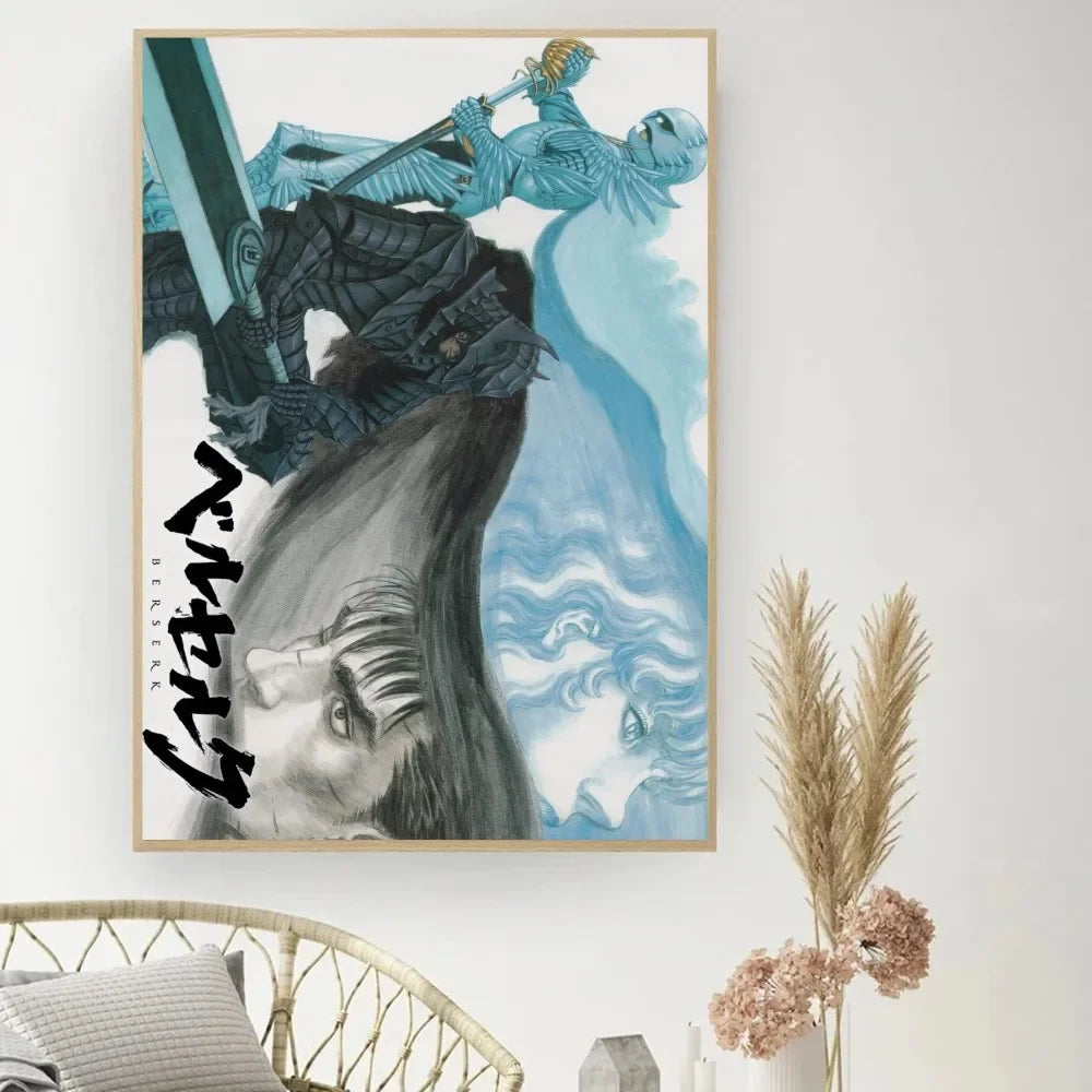 Berserk Japanese Anime Poster DIY Vintage Movie Poster Wall Art Painting Study Stickers Small Szie Wall Painting