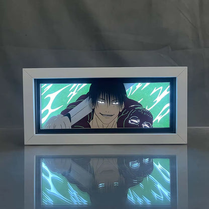 Anime Light Box Jujutsu Kaisen Toji Fushiguro Lamp for Room Decor Led Night Light Lightbox Manga 3D Paper Cut Desk Lamp Wood