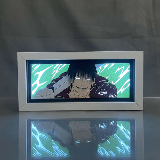 Anime Light Box Jujutsu Kaisen Toji Fushiguro Lamp for Room Decor Led Night Light Lightbox Manga 3D Paper Cut Desk Lamp Wood